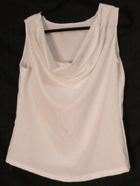 Handmade White Cowl Neck Sleeveless Top – Minimalist Draped Blouse - P2P 21.5"